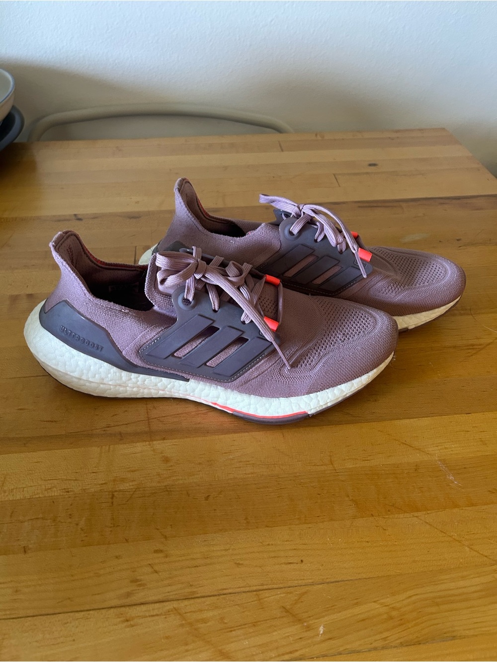 Adidas Women's Ultraboost Mauve Knit Running Sneakers with Coral Accents
